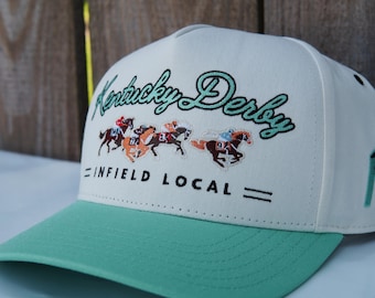 Embroidered Kentucky Derby Snapback Hat  |  Seafoam & Cream Colorways  |  Limited Supply - SHOP NOW