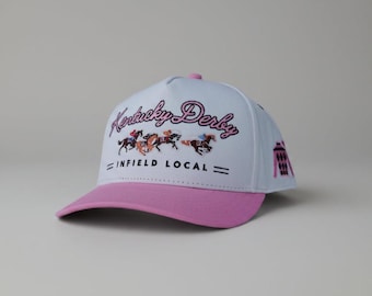 Kentucky Derby Embroidered Snapback  |  Cream & Pink Colorways  |  Limited Stock!