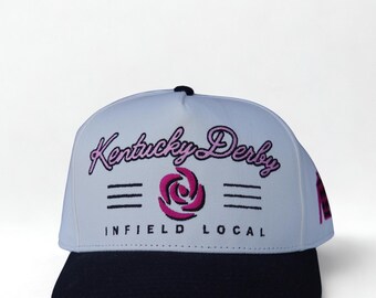 Embroidered Kentucky Derby Snapback Hat - Cream and Fuchsia Colorways | Ships FAST with Limited Supply!