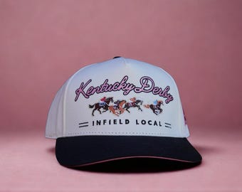 Kentucky Derby Embroidered Snapback  |  Cream & Black with Pink Colorways  |  Limited Supply!