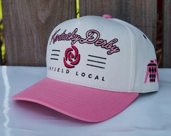 Embroidery Kentucky Derby Design with Cream and Pink Colorways