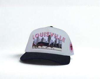 Louisville, KY Inspired Snapback Hat  |  Black and Cream Embroidered Vintage Design  |  Ships FAST!