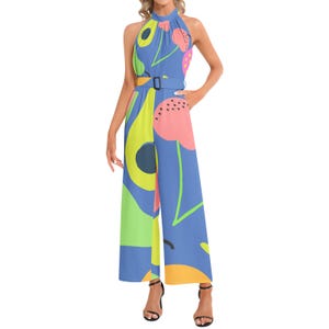 Halter Neck Buckle Belted Jumpsuit