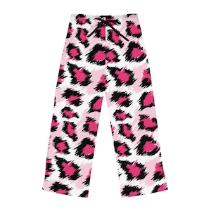 Pink Leopard Print Pajama Pants: Women&#39;s Polyester Loungewear