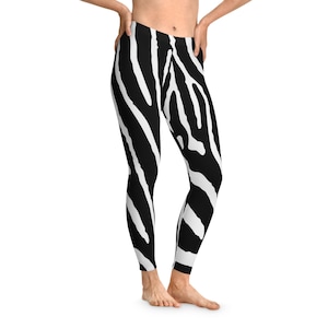 Zebra Print Leggings: Stretchy Activewear for Yoga & Gym