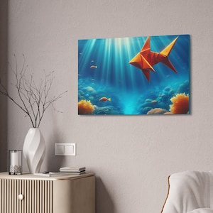 Underwater Origami Fish Canvas Art, Bright Colorful Wall Decor, Ocean Theme Home Decor, Ideal Gift for Sea Lovers, Nautical Wall Art, [...]