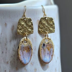 Handmade Ceramic Earrings –  | Clay & Brass Jewelry | Boho Artisan Dangles | Boho Ceramic Earrings