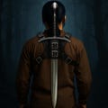 LARP Sword Holder for Back Sword Frog, Leather Sword Harness for Comic Con Cosplayer(Captain America Style)-Medieval Renaissance Faire Gear product logo