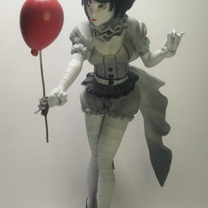 不気味な女性のピエロの置物 - ゴシックホラーの道化師の像 | コレクターやディスプレイ用のダークファンタジーコレクターモデル