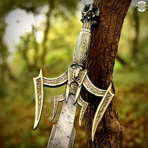Handmade VIKING Sword Real Damascus Steel Sword Beautiful Gift for him GROOMSMEN gift Personalised Gift for Men&#39;s, Christmas Gift.