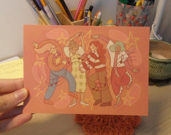 Dancing People postcard\ greeting card\ decor