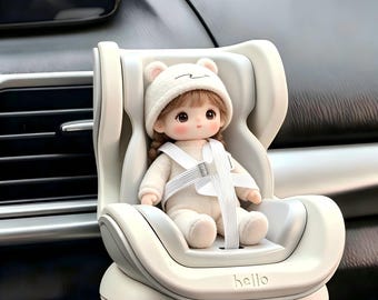Mini Doll Car Safety Seat | Air Vent Clip & Dashboard Mount for Plush Toys | Cute Car Decor for 4"-7" Figures | 3 Colors Available