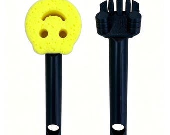 3D Printed Dish Wand Handle for Round Smiley Face Sponge | Ergonomic Long Reach Kitchen Cleaning Handle, PETG Durable Sink Scrub Tool