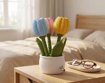 Personalized Crank Music Box,3D Printed Knitted Tulip Ornament,Gifts for Birthday,Anniversary,Congratulations,Office Desktop,Room Decoration