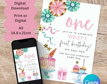 Cupcake Decorating Birthday Invitation, Baking Party Invite, Editable Birthday Template, Cake Party Printable, Kids Baking Invitation