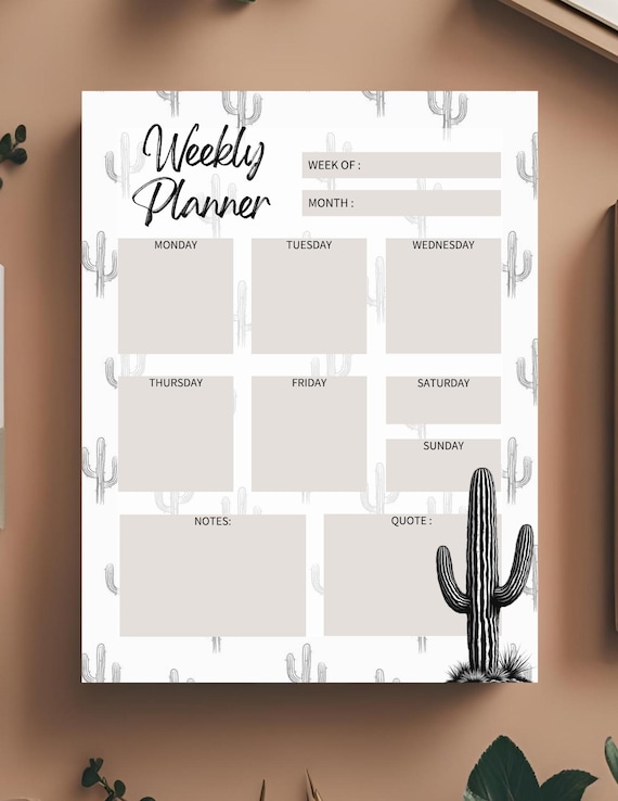 Printable Weekly To-Do List Planner | Boho Cactus Western Theme | Productivity Planner Page | Instant Download
