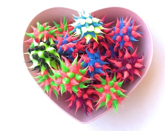 10mm Silicon Spikey Beads, 90s Nostalgia Color Mix, Y2K Craft Supplies