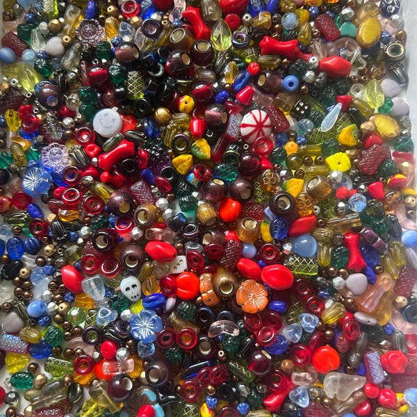 Vintage Czech glass bead soup mix, 50 grams, ALL Czech Beads