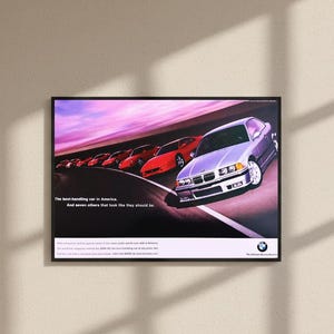 1998 BMW M3 Ad Poster &quot;Seven Others&quot; Frameless Paper Poster, Car Poster, Poster for Wall Decor