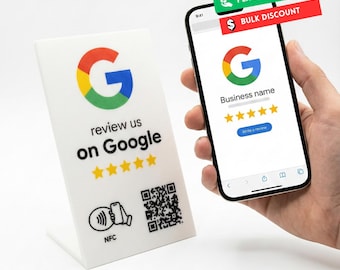 Google Review Stand, PLA Printed NFC Tap & QR Code Stand For Collecting Reviews, Increase Google Reviews, Business Review Display Stand