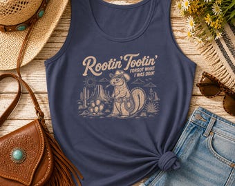 Rootin' Tootin' Forgot What I Was Doin' Squirrel Tank Top | Comfort Colors Unisex Garment-Dyed Tank Top