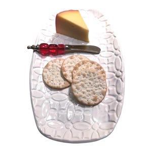 White Rectangular Dessert, Cookies, Gift Giving Ceramic Dish/Candle Charger or Soap Dish