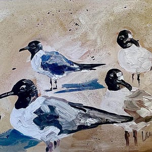 Seagulls on the Beach Artist Print from my Original Acrylic Painting 11x14&quot;/CUSTOM Prints Available in Any Size