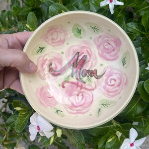 MOM Pottery Bowl with Pink Roses