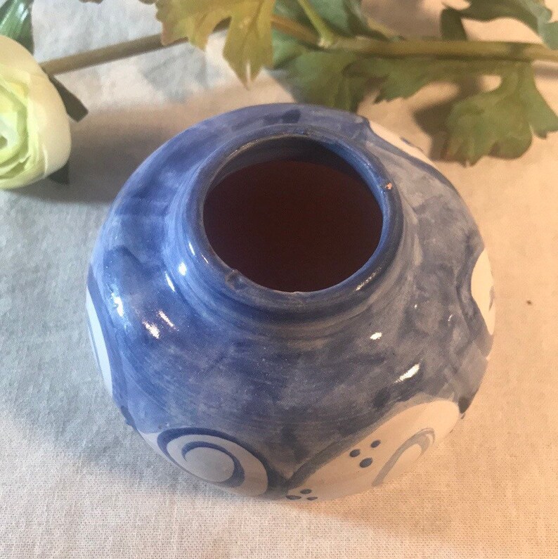 Blue and White Swirls Designed Pottery Vase from my Clay Studio