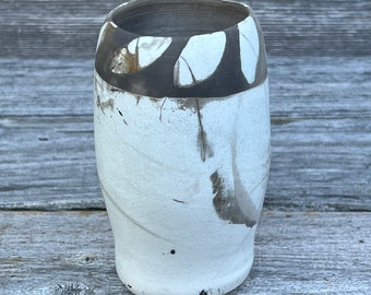 Black & White Raku Pottery Vase