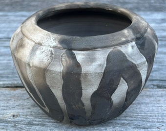 Raku Zebra Stripe Pottery Decorative Vase