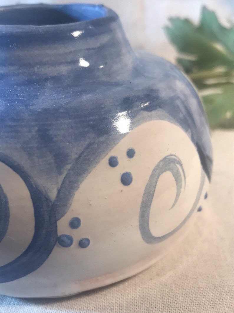 Blue and White Swirls Designed Pottery Vase from my Clay Studio