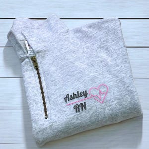 Custom Embroidered Business Logo Zip Sweatshirt Personalized Print Shirt Marketing Business Logo Branding Shirt Monogram Quarter Zip Sweater