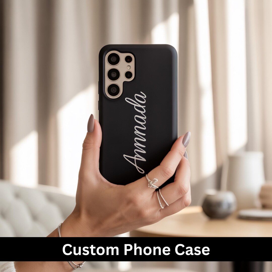 Black Leather Custom Name Case