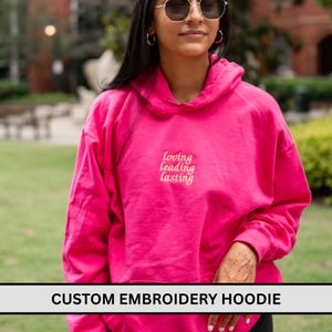 Custom Embroidered Hoodie, Personalized Embroidered Hoodies, Father&#39;s Day Gift Custom Embroidered Logo Hoodie, Custom Text Hoodie