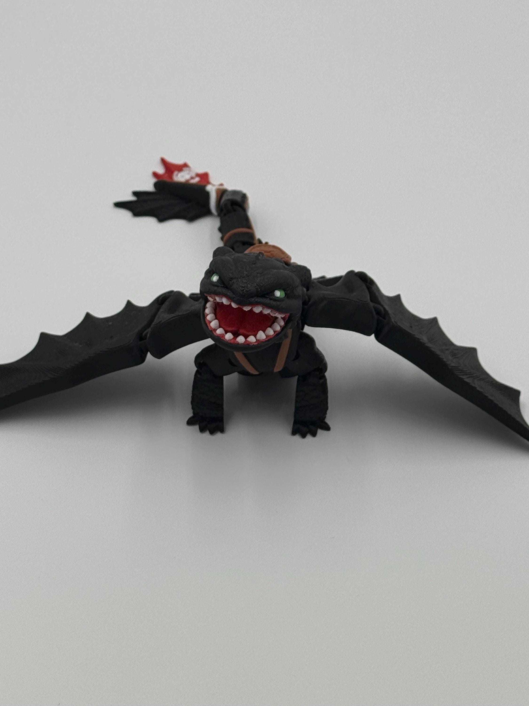 Poseable Toothless Dragon Figure – Night Fury Inspired, 3D Printed Desk ...