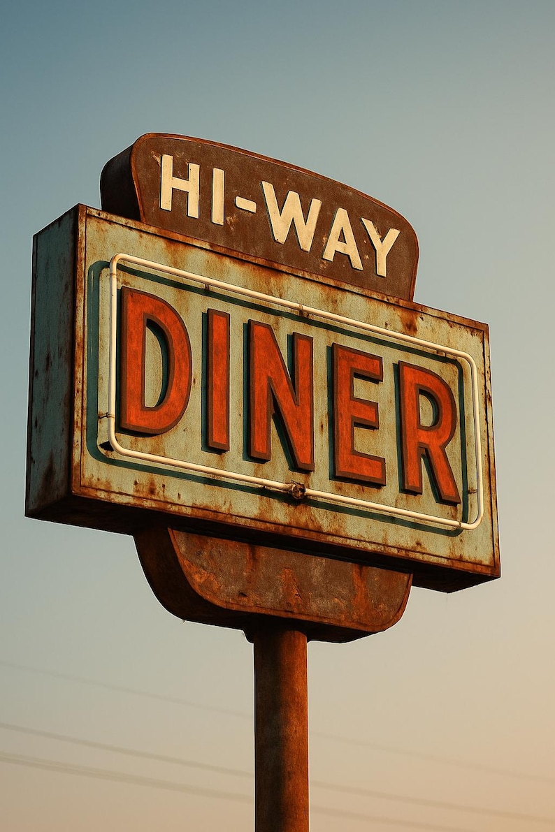 Route 66 Retro Gas Station Print – Vintage Americana Wall Art – Digital ...
