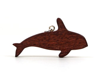 Orca Necklace, Killer Whale Pendant, Wood Sea Animal Jewelry, Nautical Jewelry, Ocean Animal Pendant, Katalox