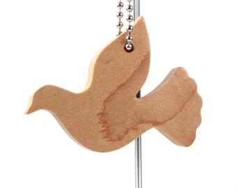 Dove Key Chain, Wood Peace Symbol Key Fob, Bird Key Ring, Christian Symbol Key Ring, Dove Key Charm, Maple