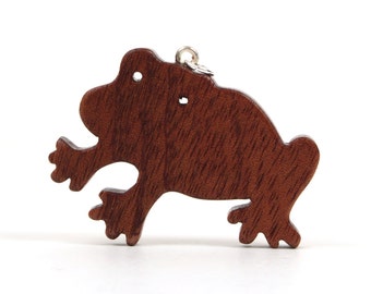 Wood Frog Necklace, Wooden Animal Pendant, Frog / Toad Jewelry, Frog Pendant, Wooden Frog Charm, Sapele