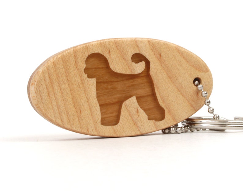Portuguese Water Dog Key Chain Wood Pet Key Fob Wooden Dog Breed Key Ring Water Dog Accessories Scroll Saw Dog Key Chain Cherry image 4