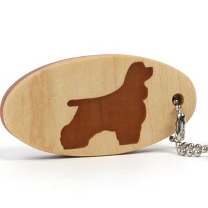 Cocker Spaniel Dog Key Chain Wood Scroll Saw Dog Breed Key Ring Pet Key Fob Cocker Spaniel Key Ring Show Dog Key Chain Cherry image 3