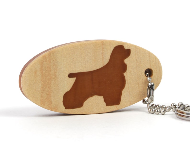 Cocker Spaniel Dog Key Chain Wood Scroll Saw Dog Breed Key Ring Pet Key Fob Cocker Spaniel Key Ring Show Dog Key Chain Cherry image 3