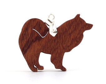 Samoyed Pendant Necklace, Wooden Dog Jewelry, Dog Breed Pendant, Samoyed Jewelry, Sapele