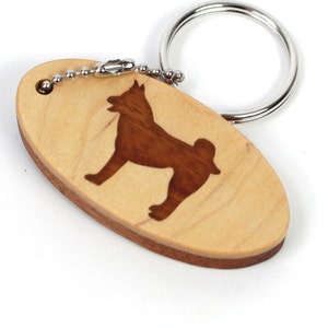 Akita Key Chain Malamute Key Ring Wooden Sled Dog Key Fob Wood Pet Key Ring Dog Accessories Mahogany image 5