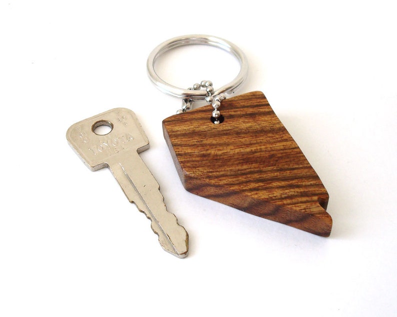 Wooden Nevada State Key Chain Silhouette USA Outline Wood Scroll Saw Nevada Key Fob Zebrawood image 4