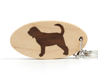 Bloodhound Schlüsselanhänger Holz Hund Schlüsselanhänger aus Holz Haustier Zubehör Bloodhound Hund Schlüsselanhänger Hunderasse Schlüsselanhänger Nussbaum