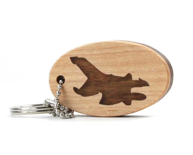 Fighter Jet Key Chain Scroll Saw Wood Airplane Keychain Etsy
