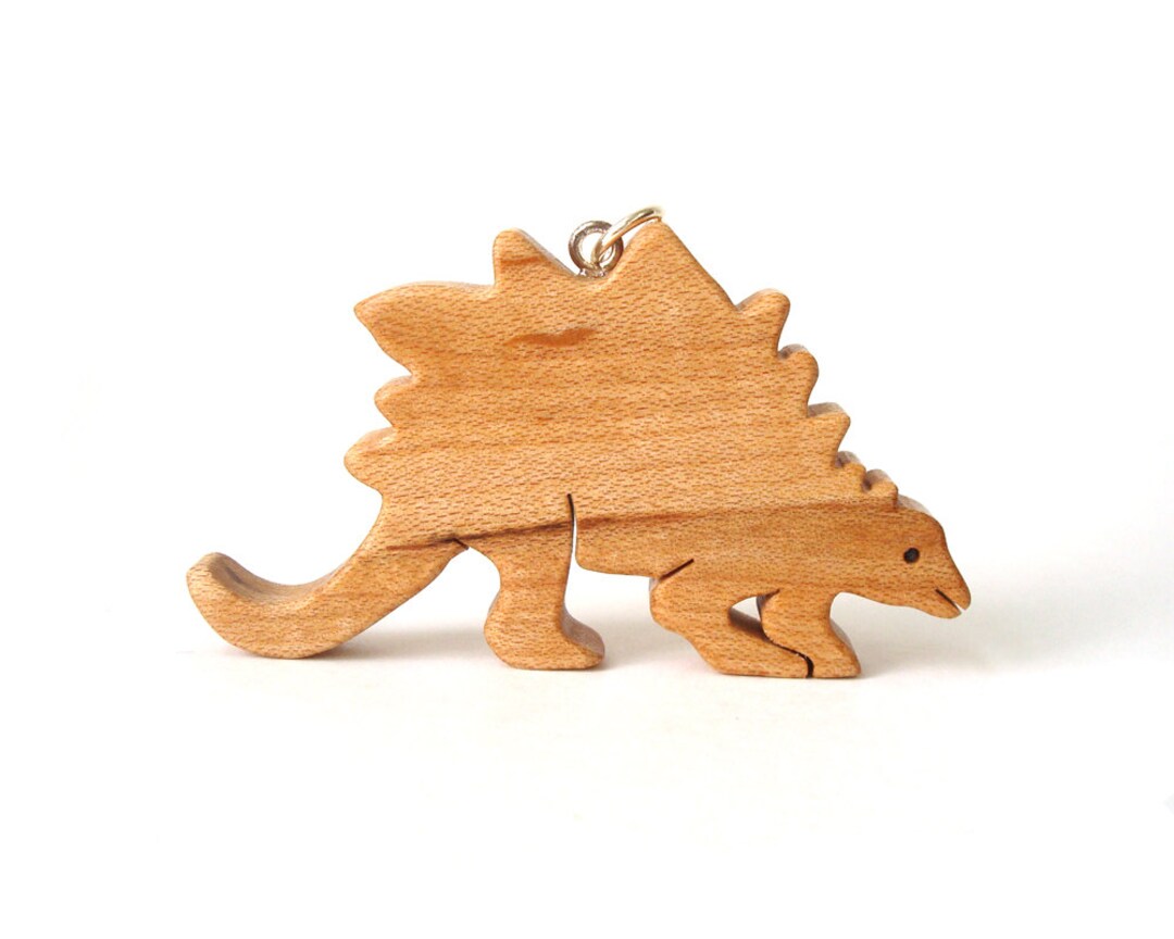 Wooden Stegosaurus Dinosaur Pendant Necklace Wood Prehistoric Science ...
