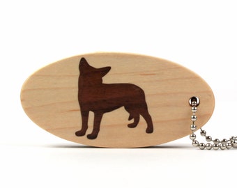 Australian Cattle Dog Key Chain, Wood Dog Breed Key Ring, Pet Key Fob, Pet Accessories, Walnut